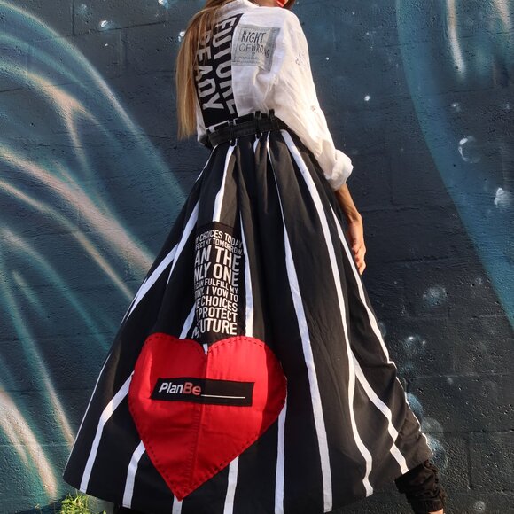 Red Heart Concept Streetwear Upcycled Couture Chic Designer Kimono Black White - Picture 12 of 17